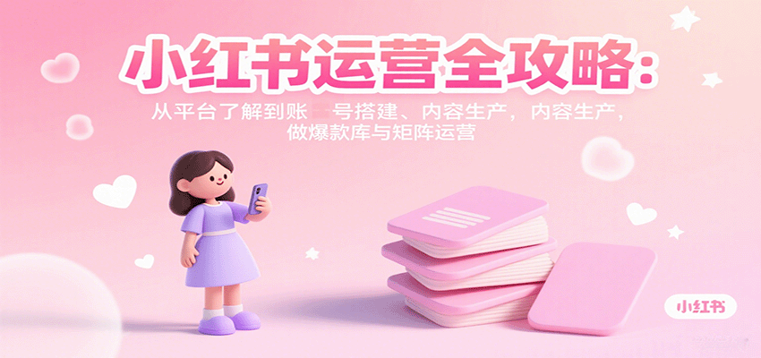 小红书运营全攻略:从平台了解到账号搭建、内容生产,做爆款库与矩阵运营-钱叫兽