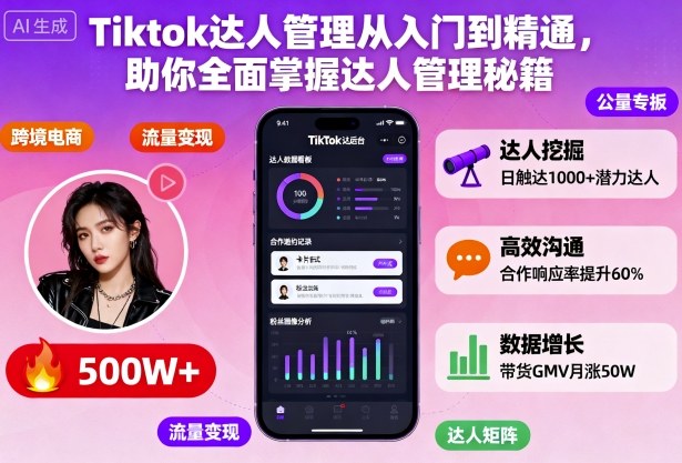 Tiktok达人管理从入门到精通,助你全面掌握达人管理秘籍-钱叫兽
