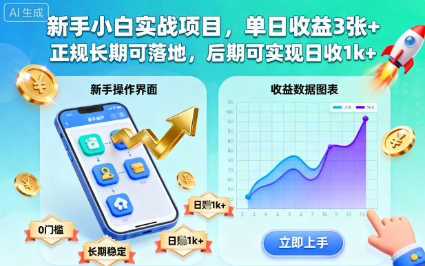 新手小白实战项目，单日收益3张+，正规长期可落地，后期可实现日收1k+【揭秘】-钱叫兽