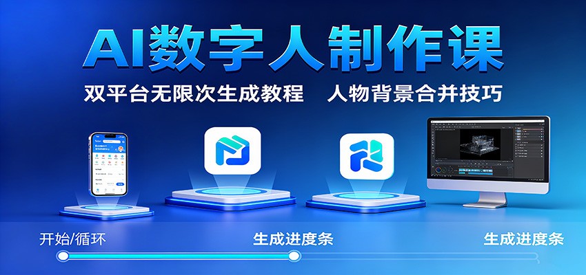 AI数字人制作课:双平台无限次生成教程,人物背景合并技巧-钱叫兽