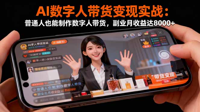 AI数字人带货变现实战：普通人也能制作数字人带货，副业月收益达8000+-钱叫兽