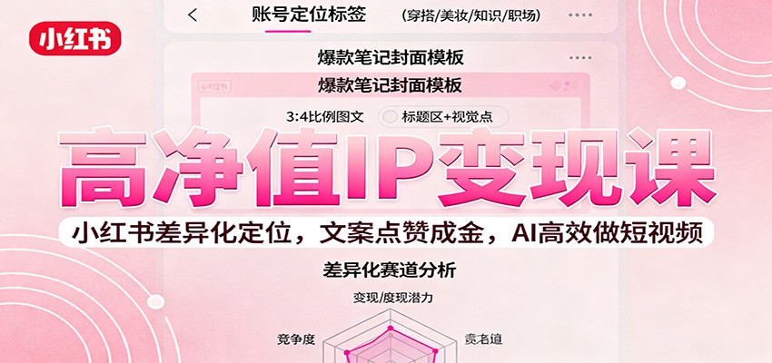 高净值IP变现课：小红书差异化定位，文案点赞成金， AI高效做短视频-钱叫兽
