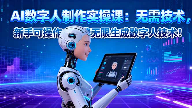 AI数字人制作实操课：无需技术，新手可操作，免费无限生成数字人技术！-钱叫兽