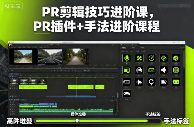 PR剪辑技巧进阶课，PR插件+手法进阶课程-钱叫兽