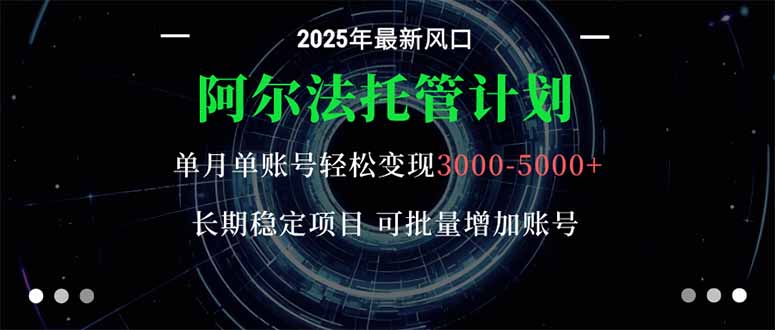 阿尔法托管计划 单账号月入3000-5000，长期稳定项目，新手小白轻松上手。-钱叫兽