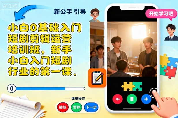 小白0基础入门短剧剪辑运营培训班,新手小白入门短剧行业的第一课-钱叫兽