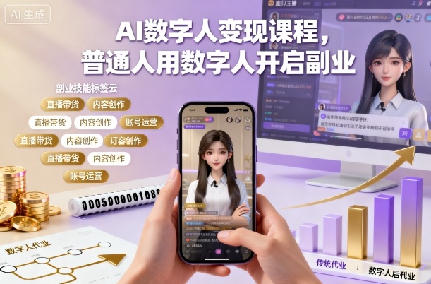 AI数字人变现课程,普通人用数字人开启副业-钱叫兽