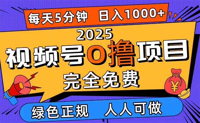2025视频号0撸项目,5分钟一个号,日入1000+,人人可做-钱叫兽