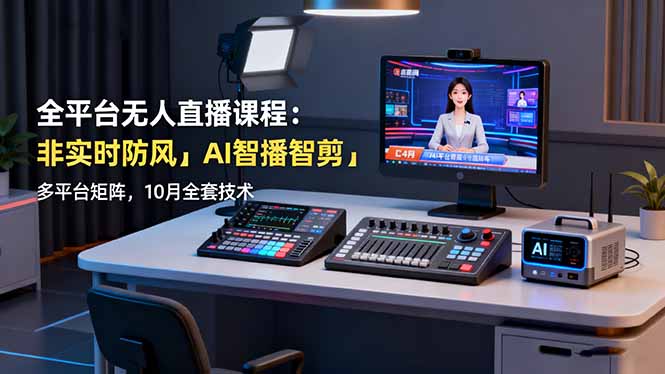 全平台无人直播课程:非实时防风+AI智播智剪+多平台矩阵,10月全套技术-钱叫兽