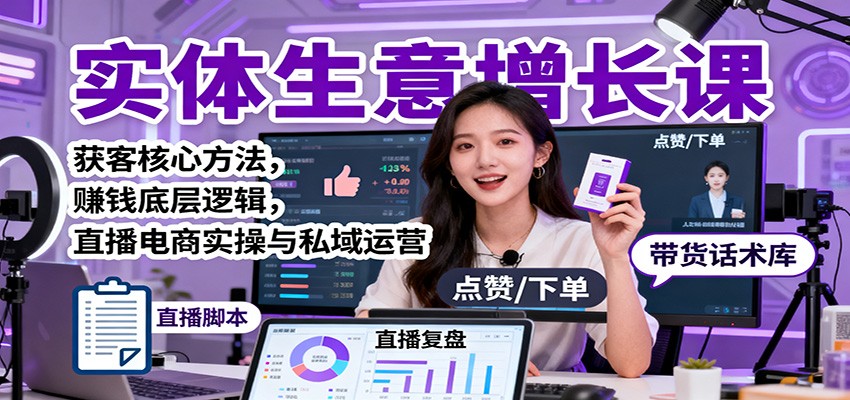 实体生意增长课:获客核心方法,赚钱底层逻辑,直播电商实操与私域运营-钱叫兽