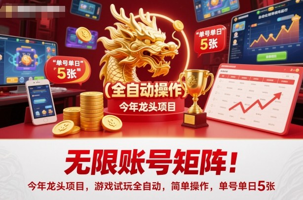 无限账号矩阵!今年龙头项目,游戏试玩全自动,简单操作,单号单日5张【揭秘】-钱叫兽