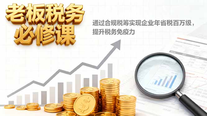 老板税务必修课,通过合规税筹实现企业年省税百万级,提升税务免疫力-钱叫兽