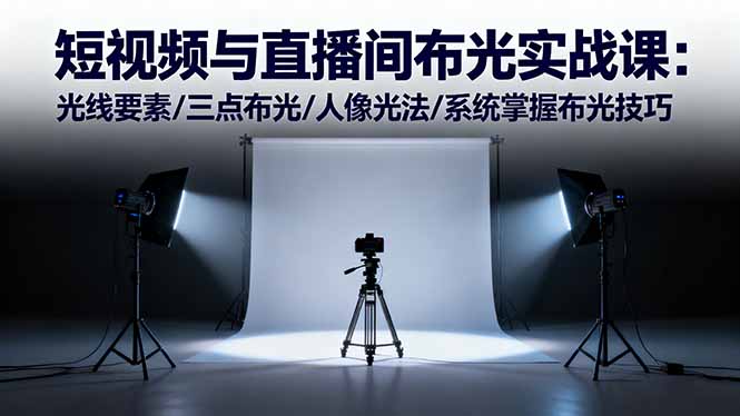 短视频与直播间布光实战课:光线要素/三点布光/人像光法/系统掌握布光技巧-钱叫兽