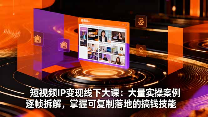 短视频IP变现线下大课:大量实操案例逐帧拆解,掌握可复制落地的搞钱技能-钱叫兽