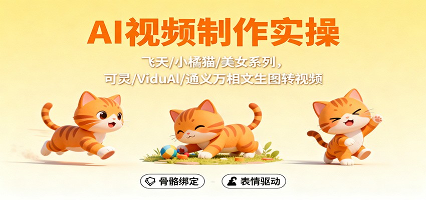 AI视频制作实操,飞天/小橘猫/美女系列,可灵/ViduAl/通义万相文生图转视频-钱叫兽