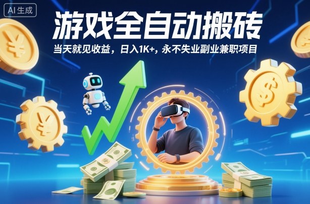 游戏全自动搬砖,当天就见收益,日入1K+,永不失业副业兼职项目【揭秘】-钱叫兽