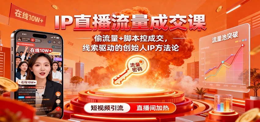IP直播流量成交课:偷流量+脚本控成交,线索驱动的创始人IP方法论-钱叫兽