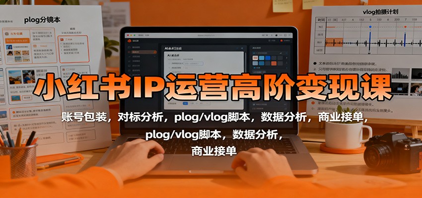 小红书IP运营高阶变现课：账号包装，对标分析，plog/vlog脚本，数据分析，商业接单-钱叫兽
