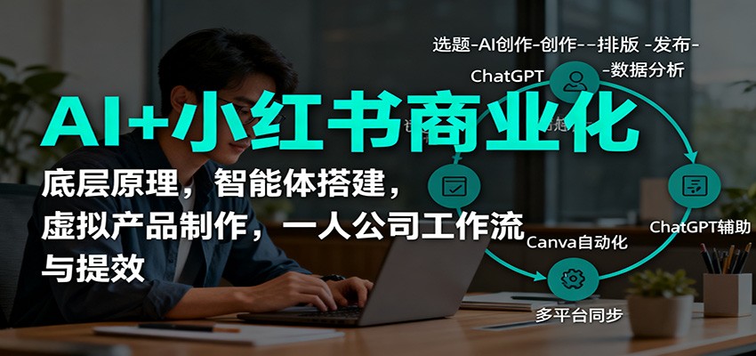 AI+小红书商业化，底层原理，智能体搭建，虚拟产品制作，一人公司工作流与提效-钱叫兽