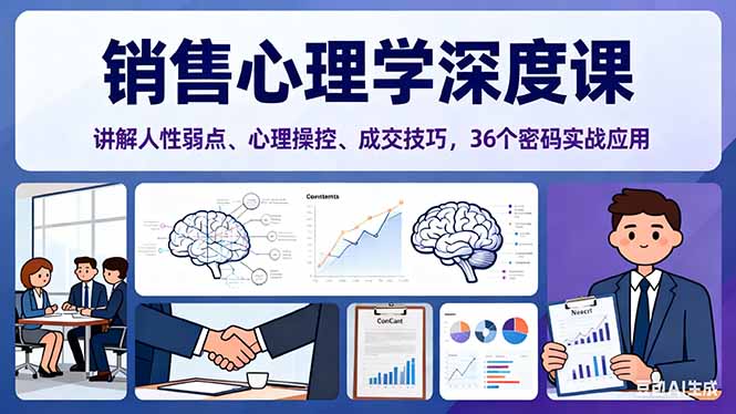 销售心理学深度课，讲解人性弱点、心理操控、成交技巧，36个密码实战应用-钱叫兽