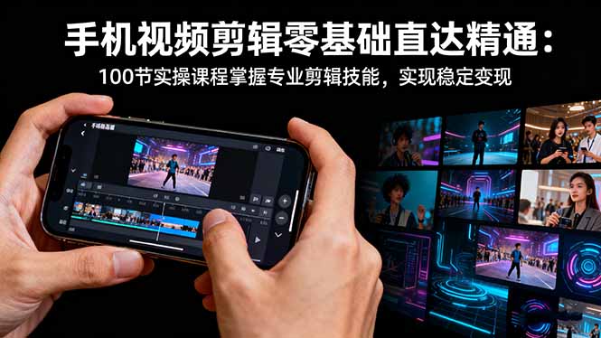 手机视频剪辑零基础直达精通：100节实操课程掌握专业剪辑技能，实现稳...-钱叫兽