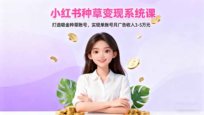 小红书种草变现系统课：打造吸金种草账号，实现单账号月广告收入3-5万元-钱叫兽