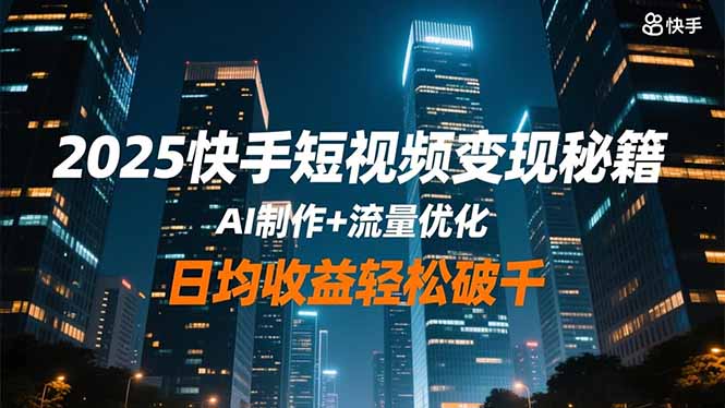 2025快手短视频变现秘籍，AI制作+流量优化，日均收益轻松破千-钱叫兽