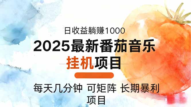 2025年最新番茄音乐人挂机项目,每天几分钟,月入1000+,可矩阵,一台...-钱叫兽