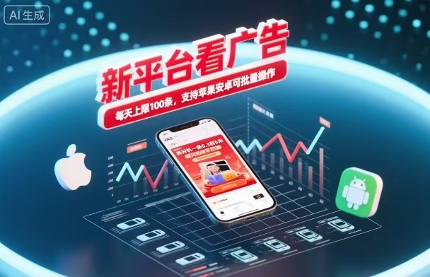 新台看广告,养好机一条5毛到5块,单机日入30到100,支持苹果安卓,可批量操作。-钱叫兽
