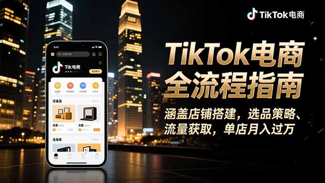 TikTok电商全流程指南，涵盖店铺搭建、选品策略、流量获取，单店月入过万-钱叫兽
